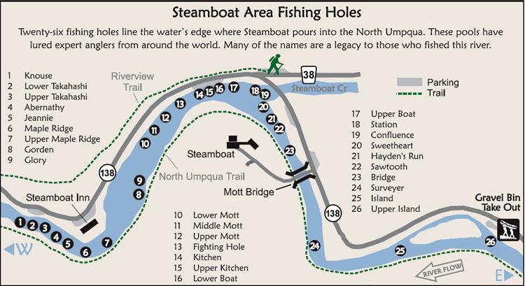 Umpqua River Fishing Map The Camp Water | Steamboaters